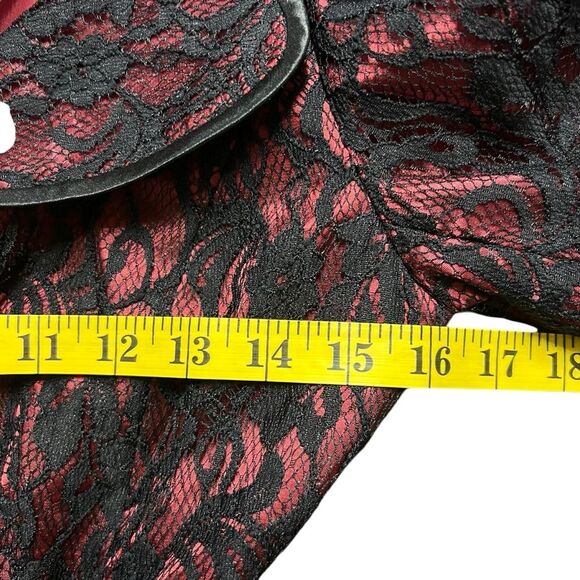 Victor Costa Black Lace Overlay Jacket Sz 10 Belted Waist Whimsigoth Cocktail - Picture 5 of 7